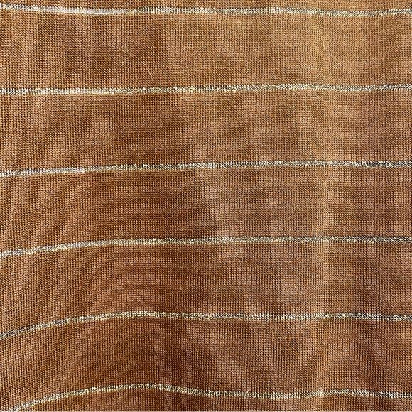 TERRA & SKY metallic stripes ruffle accents polyester knit long sleeve top 2X - Picture 3 of 9